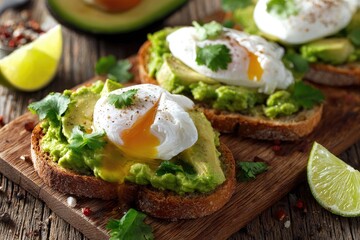 Avocado toast with poached eggs