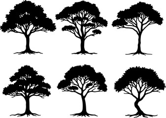 Obraz premium Tree Silhouettes in Various Shapes and Styles vector bundle