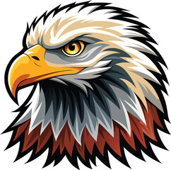 Fototapeta premium Stylized illustration of a bald eagle head with sharp feather details and a piercing yellow eye bird
