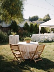 Elegant Outdoor Event Setup with Tables and Chairs