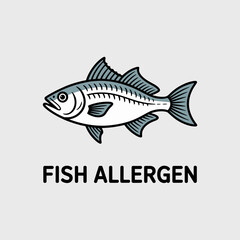 Obraz premium Flat Design Vector Icon for Fish Allergen Awareness