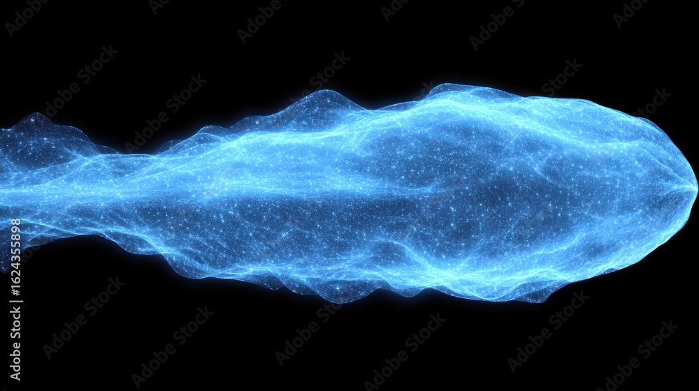 Poster blue digital particle wave abstract background for technology and science visuals