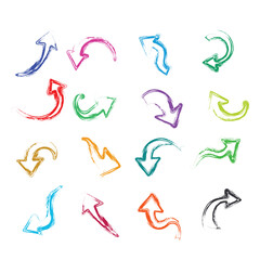 Bold crayon drawn arrows set Collection of thick kid grunge geometric abstract arrows Grunge doodle black different directions. Vector elements with pencil texture, scribble icons