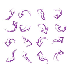 Bold crayon drawn arrows set Collection of thick kid grunge geometric abstract arrows Grunge doodle black different directions. Vector elements with pencil texture, scribble icons