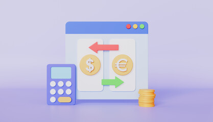Currency Exchange Dollar and Euro symbol icon 3d illustration