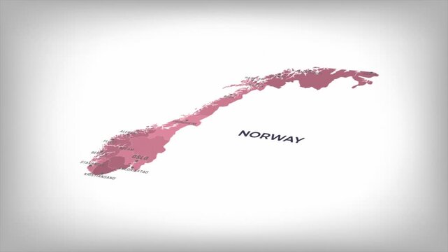 Animated Map of NORWAY with states Borders and Major Cities Positions