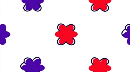 Colorful Red And Purple Flower Pattern On White Background