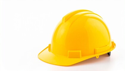 Fototapeta premium Bright Yellow Hard Hat: Essential Safety Helmet for Construction & Industry on white background 