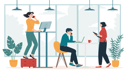 Modern Office Workers Collaborating: Illustration for Website or Brochure