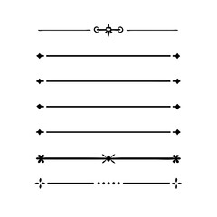 Set of Vintage decorative lines. text dividers. Line border. Lines separators, Borders, Vintage dividers, Underline elements. Divider set vector. Vector illustration. Line dividers.	