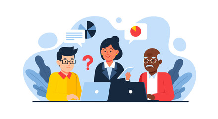 Diverse team brainstorming solutions, ideal for website landing pages or business presentations.