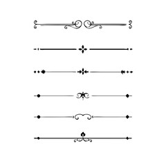 Set of Vintage decorative lines. text dividers. Line border. Lines separators, Borders, Vintage dividers, Underline elements. Divider set vector. Vector illustration.Line dividers.	
