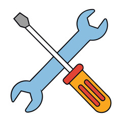 A simple wrench and screwdriver icon crossed together, symbolizing tools, repair, and maintenance. Clean lines and minimal design make it perfect for tech or service themes.

