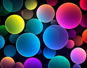 Colorful abstract circles on dark background