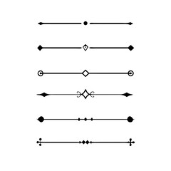 Set of Vintage decorative lines. text dividers. Line border. Lines separators, Borders, Vintage dividers, Underline elements. Divider set vector. Vector illustration. Line dividers.	