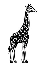 Naklejka premium Black and White Illustration of a Giraffe