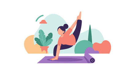 Woman practicing yoga, perfect for wellness websites, health blogs, or fitness app promotion.