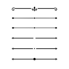 Set of Vintage decorative lines. text dividers. Line border. Lines separators, Borders, Vintage dividers, Underline elements. Divider set vector. Vector illustration. Line dividers.	
