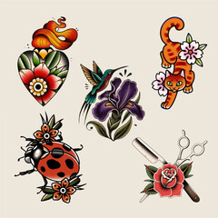 
Vintage collage collection element,retro sticker design