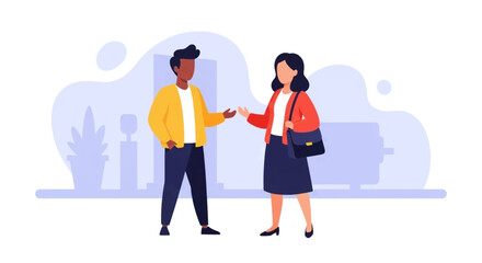 Diverse colleagues having a conversation, perfect for illustrating teamwork and collaboration on a company website or brochure.