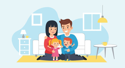 Happy family portrait illustration perfect for family blogs, websites, and greeting cards.