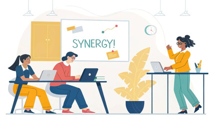 Teamwork and Synergy: Illustration for Business Presentations and Websites
