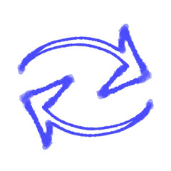 クレヨン風の循環矢印イラスト｜Blue Crayon Loop Arrows – Hand-Drawn Refresh Icon
