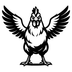 Obraz premium Furious Chicken Mascot with Spread Wings - A Powerful Symbol for Sports and Food Branding