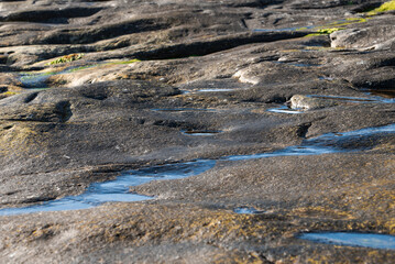clear water in the rocks of the rocky ocean shore