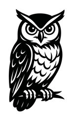 Fototapeta premium Stylized Vector of an Owl Perched on a Branch - A Symbol of Wisdom and Knowledge