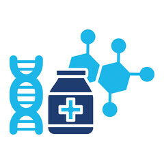 Chemistry Icon In Blue Monochrome Flat Design, Vector Illustration