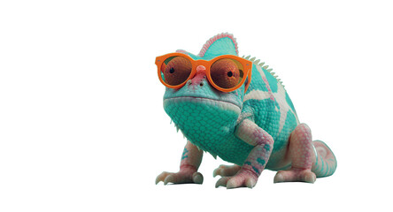 Cool Reptile Wearing Sunglasses on Teal Background