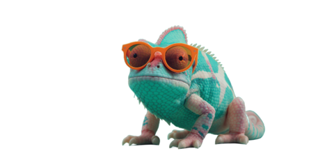 Cool Reptile Wearing Sunglasses on Teal Background