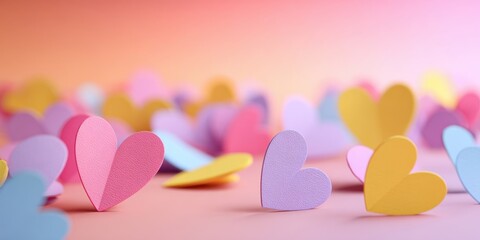 Fototapeta premium The Colorful Hearts Creating a Dreamy Romantic Background Display