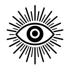 All-Seeing Eye Symbol with Radiating Light - A Mystic Emblem of Vision and Insight