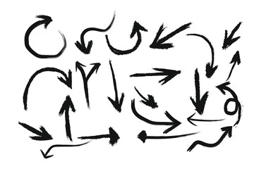 Vector Set of Hand drawn Charcoal arrows icons Arrows mark icon isolated on transparent background Scribble symbols of direction pointers  swirl arrow elements
