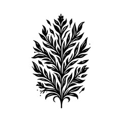 Black and White Stylized Floral Branch Design
