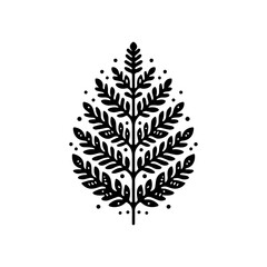 Black and White Stylized Leaf Branch Design