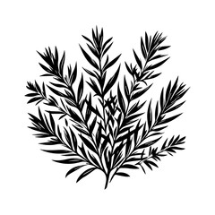 Black and White Stylized Plant Silhouette