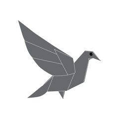 Elegant Gray Origami Dove in Flight