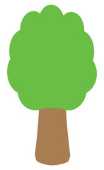 Bright green tree icon with brown trunk, ideal for eco-friendly designs, educational materials, environment-themed graphics, and nature-related content.