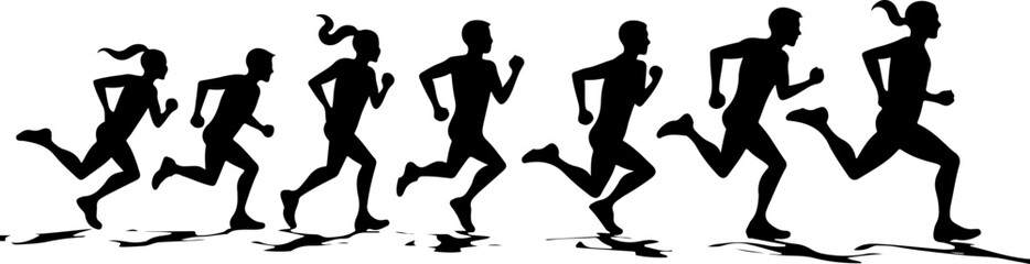 Obraz premium Running People Silhouettes in Motion vector bundle