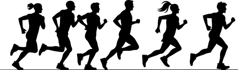  Running People Silhouettes in Motion vector bundle