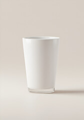 White drinking glass on neutral background