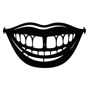 A Smiling Mouth with Missing Front Teeth - Funny Vector