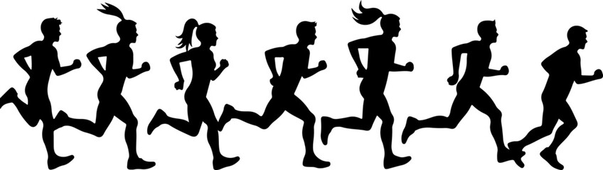 Obraz premium Running Woman Silhouette Sequence – Fitness, Motion & Animation Graphic