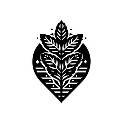 Naklejka premium Stylized Black Mint Leaves Emblem