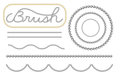 カスタマイズ可能な装飾チェーンのベクターパターンブラシ素材｜ボールチェーン(Customizable Decorative Chain Vector Pattern Brush – Ball Chain)