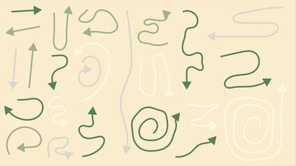 A collection of drawn arrow shapes in various directions and styles, perfect for adding a whimsical touch to designs.