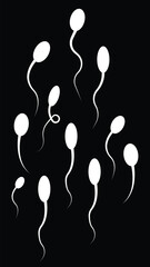 Sperm Icons Vector Set, Collection and Group, Human Reproduction Symbol, Fertility, Medical, Science, Anatomy, Minimal Flat Line Style, Monochrome Silhouette Graphic Bundle for Health and Biology Desi